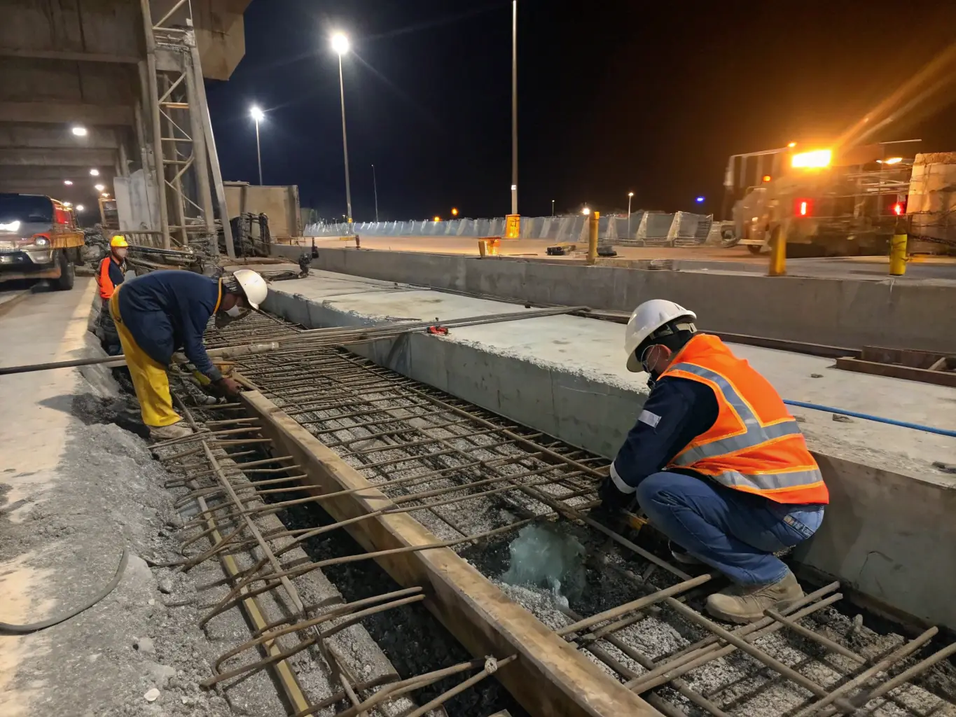 An image of post-tension cables being installed in a concrete structure, highlighting the advanced techniques and equipment used.